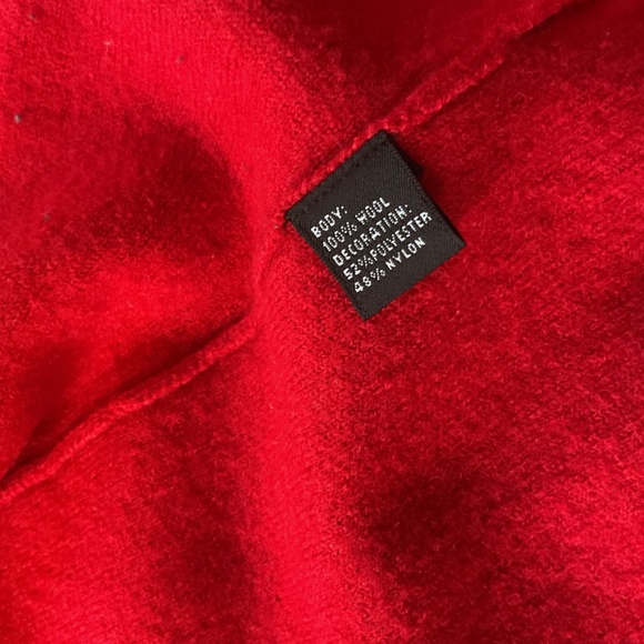 Josephine Chaus Wool Cardigan Sweater Jacket Size Med Red Brocade Quiet Luxury - Picture 7 of 8